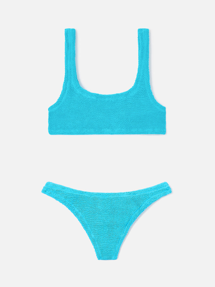 Bikini Naima Naomi turchese in tessuto crinkle