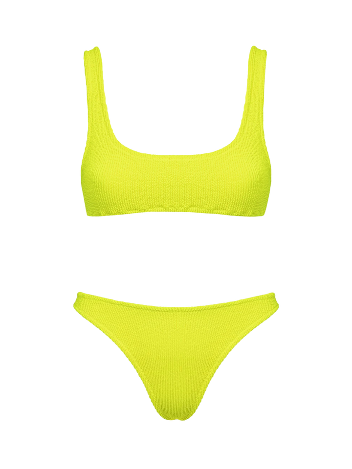 Woman fluo yellow classic crinkle bikini Naima Naomi - MC2 Saint Barth