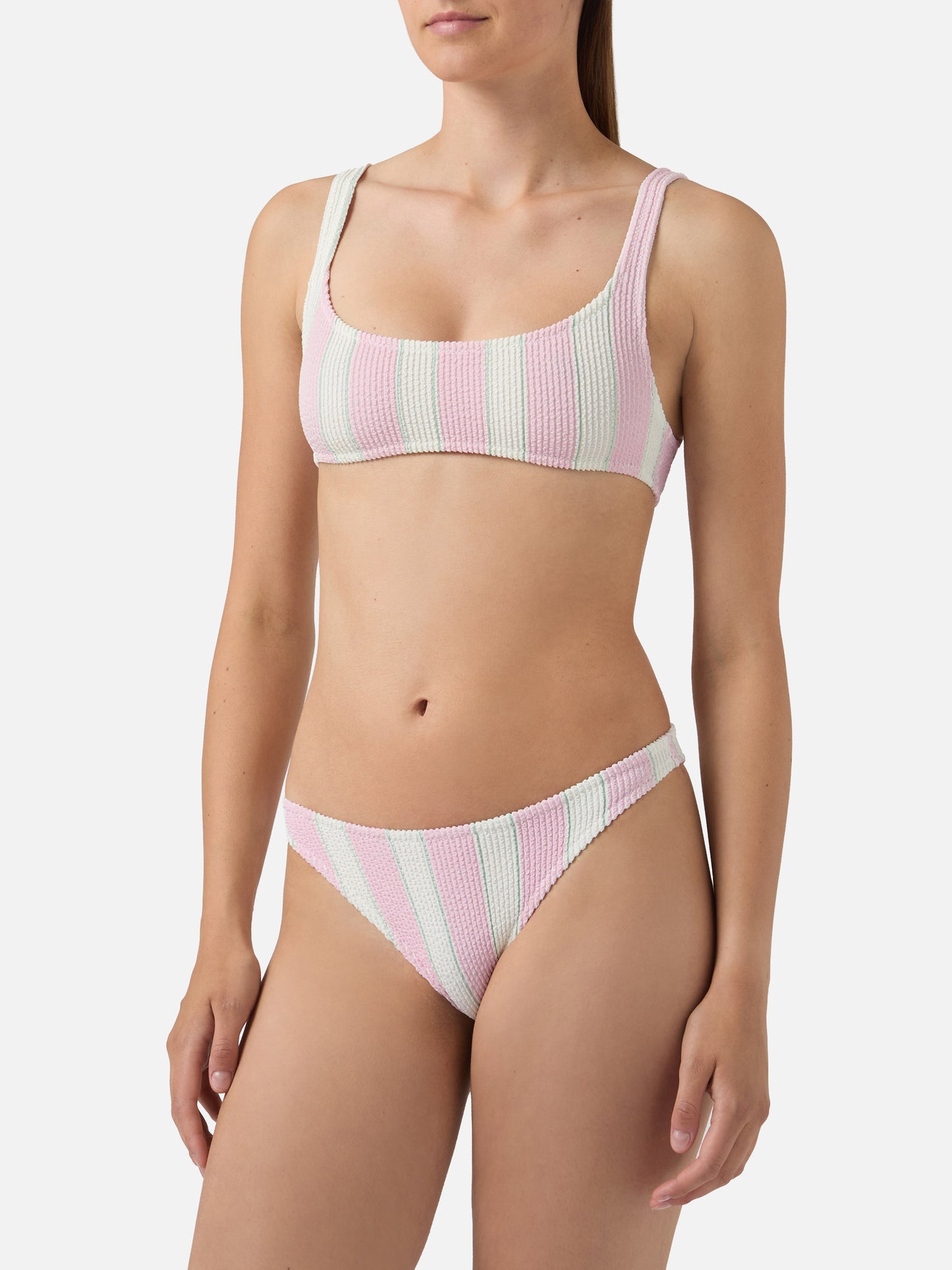 Bikini froncé rayé rose Naima Elise 