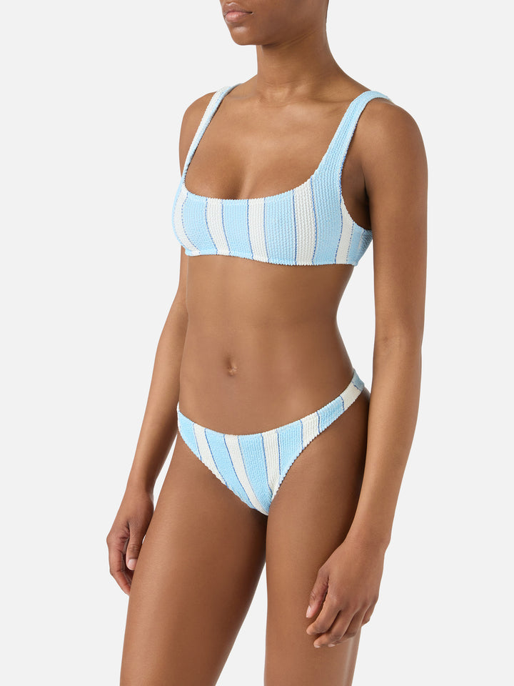 Bikini Naima Naomi crinkle a righe azzurre