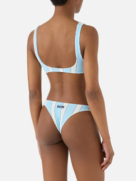 Naima Naomi light blue striped crinkle bikini