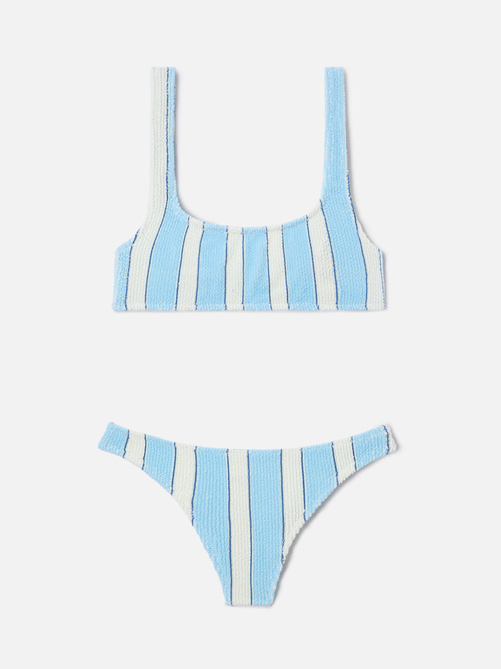 Naima Naomi light blue striped crinkle bikini