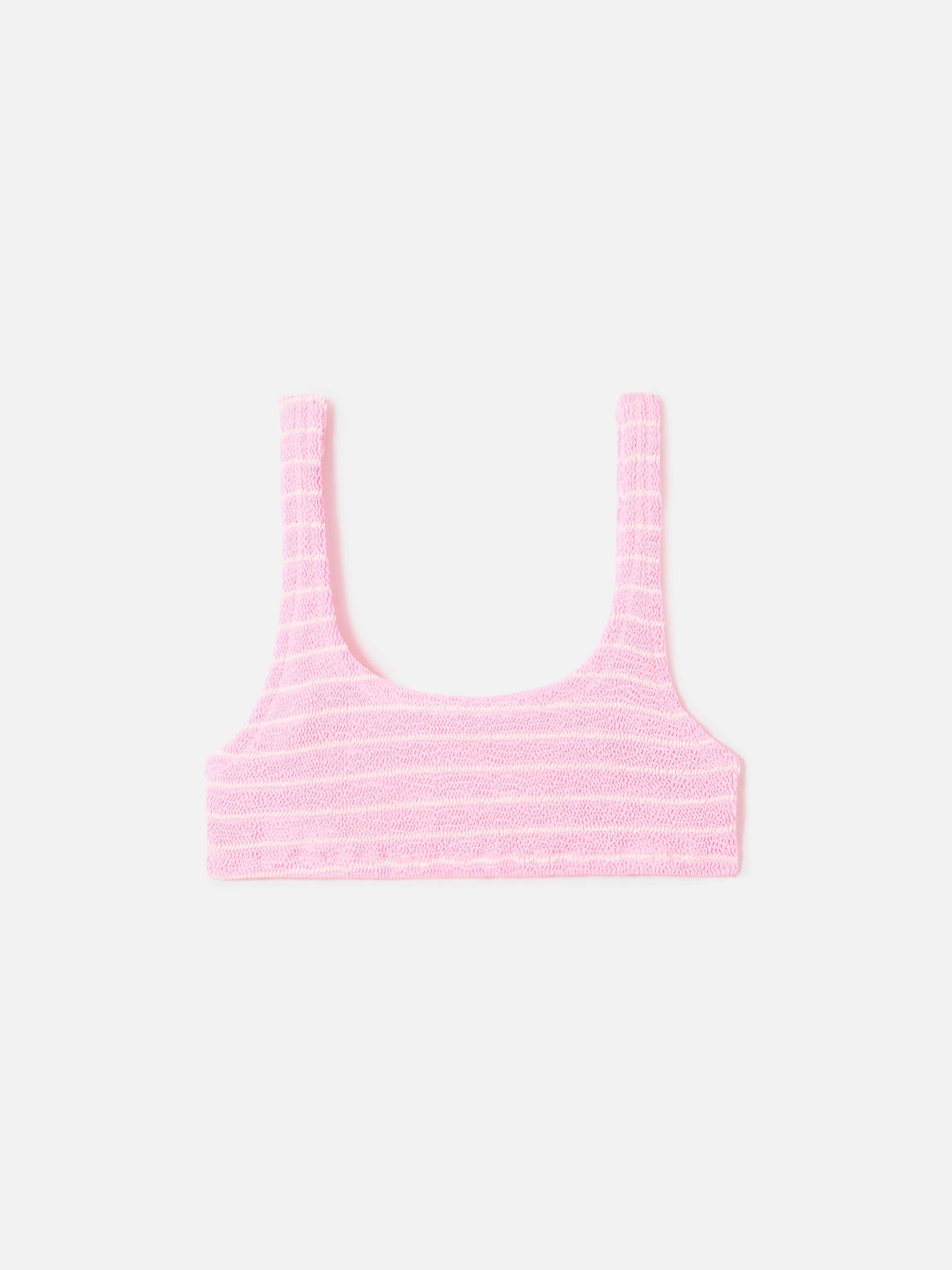 Naima bralette bikini top in pink striped crinkle fabric