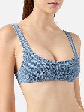 Naima crinkle classico top a bralette blu avio