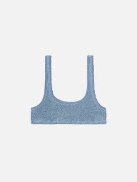 Naima crinkle classico top a bralette blu avio