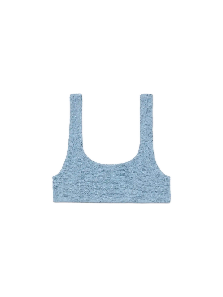 Naima crinkle classico top a bralette lurex blu avio