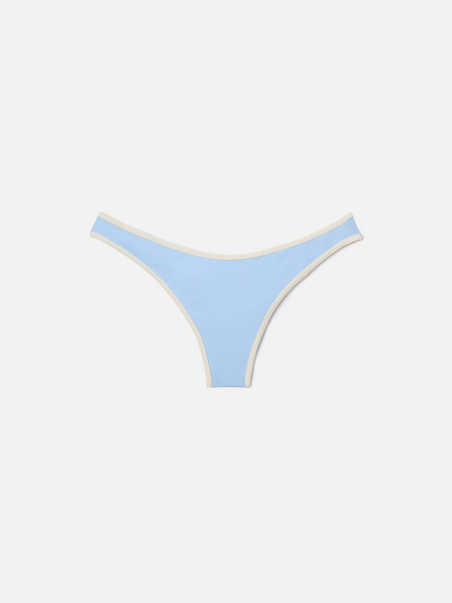 Naomi String brazilian bikini bottoms in light blue with contrasting trims