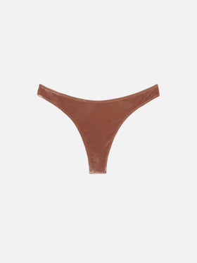 Naomi – Freche Badeslips aus kamelbraunem Samt