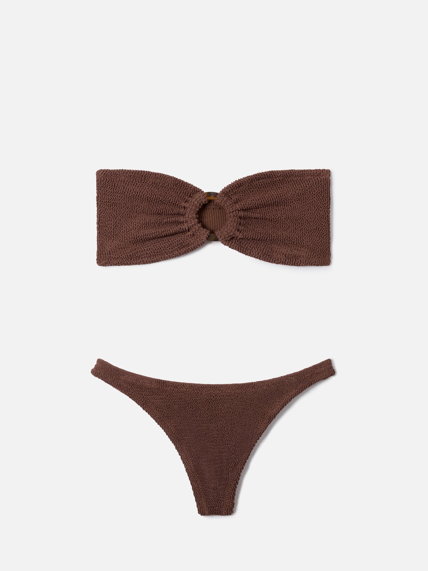 Bikini a fascia Yulia Naomi in crinkle marrone