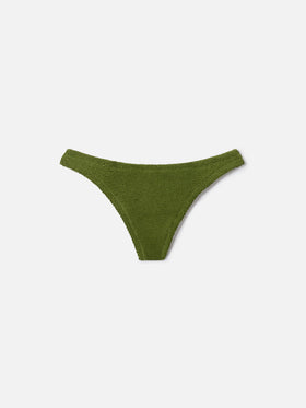 Naomi brazilian bikini bottoms in military green crinkle fabric