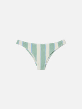 Top bikini Naima bralette in tessuto crinkle a righe verdi