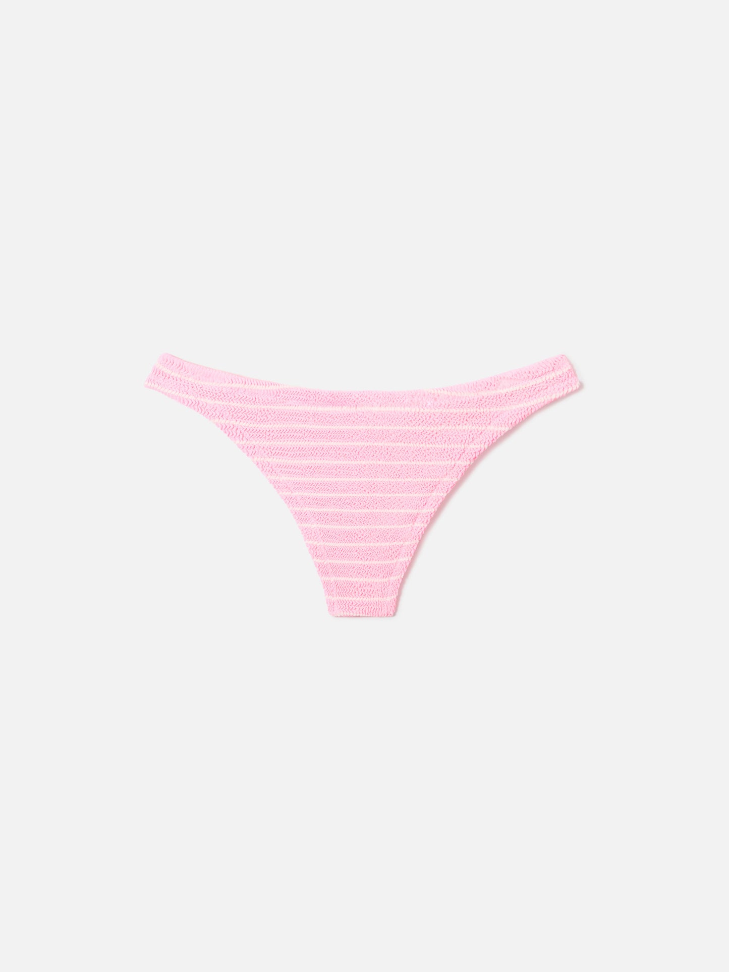 Naomi brazilian bikini bottoms in pink and white striped crinkle fabric