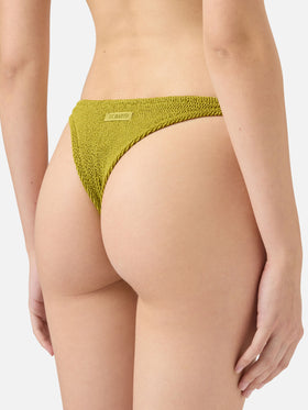 Naomi pistachio crinkle cheeky swim briefs - Naima pistachio crinkle classic bralette top