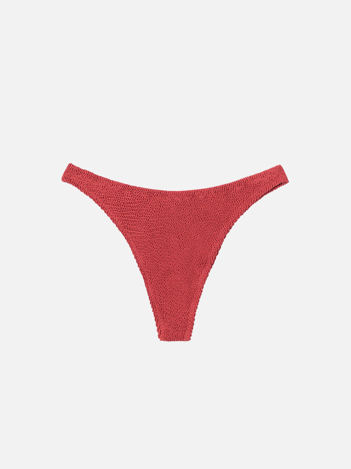 Bikini Yulia Naomi a fascia in tessuto crinkle rosso mattone