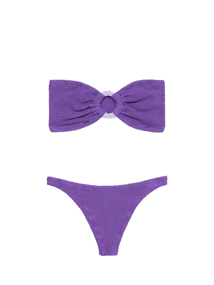 Woman purple crinkle bandeau bikini Yulia Naomi - MC2 Saint Barth