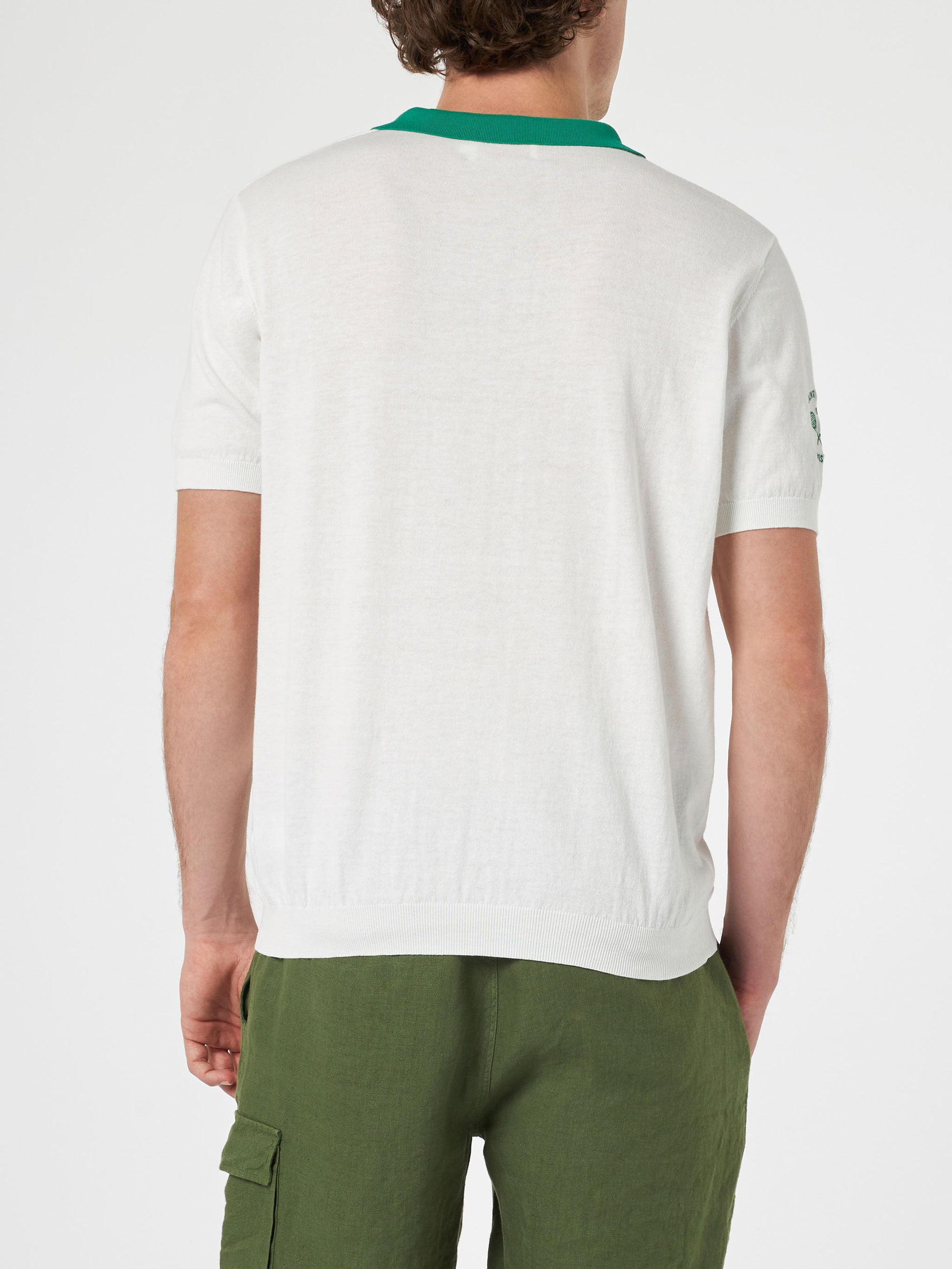 Man off-cream knitted polo shirt Newcomb | AUSTRALIAN BRAND SPECIAL EDITION - MC2 Saint Barth