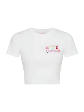 Nives cotton t-shirt with Gossip $ Shopping embroidery - MC2 Saint Barth