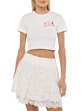 Nives cotton t-shirt with Gossip $ Shopping embroidery - MC2 Saint Barth