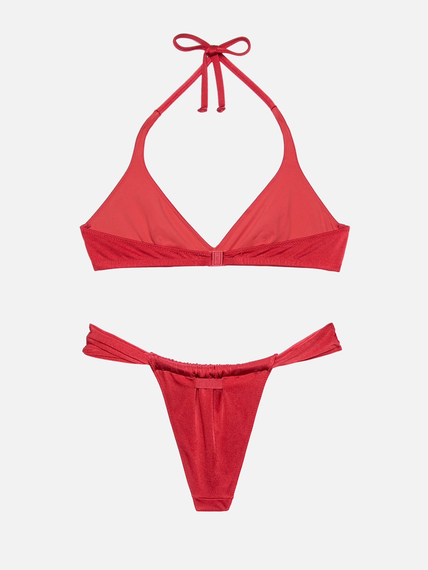 Noelle shimmer brick red cheekiest swim briefs - Gaia shimmer brick red triangle bralette top