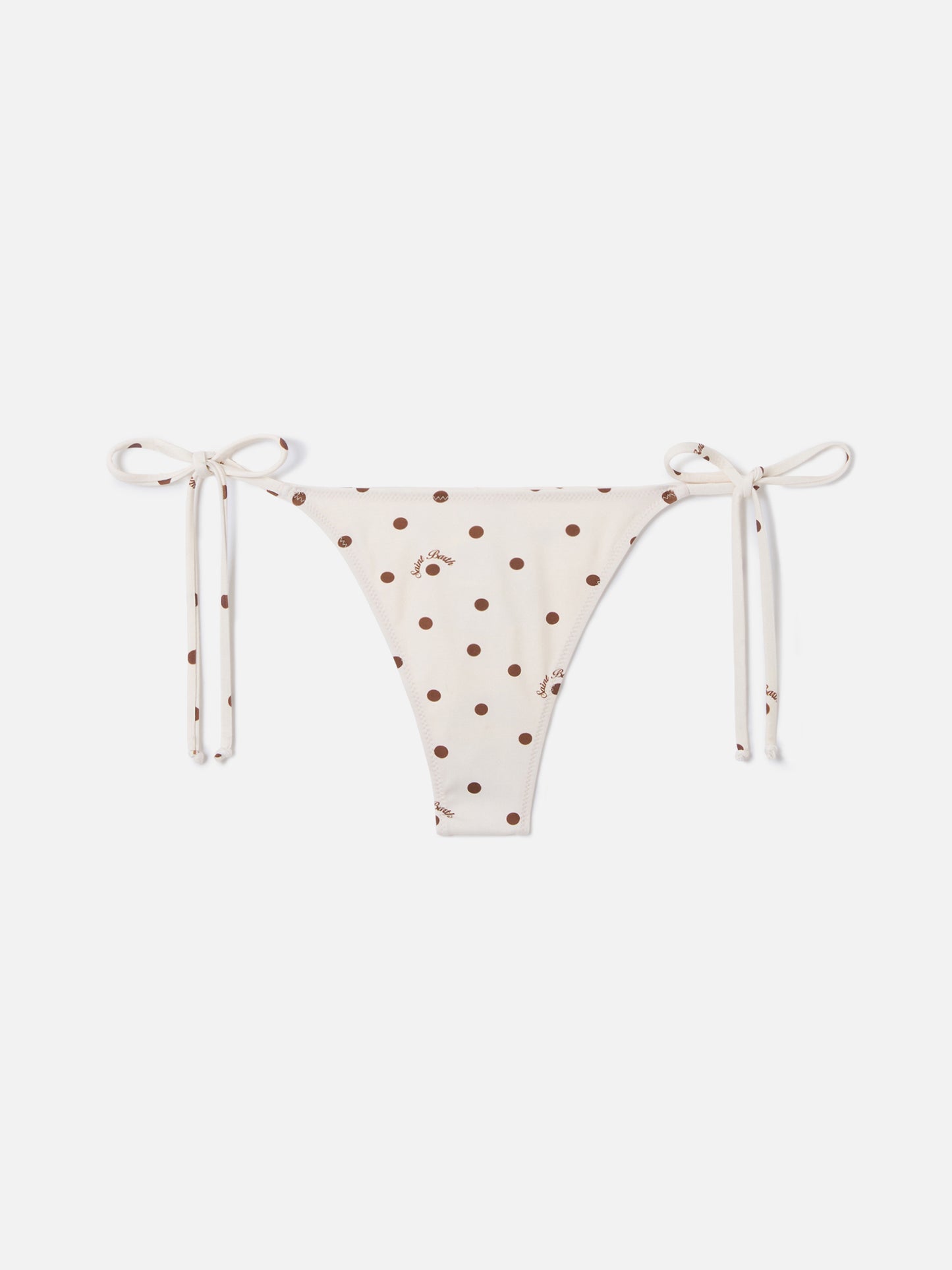 Slip mare Norah perizoma beige con stampa pois