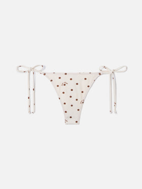 Slip mare Norah perizoma beige con stampa pois