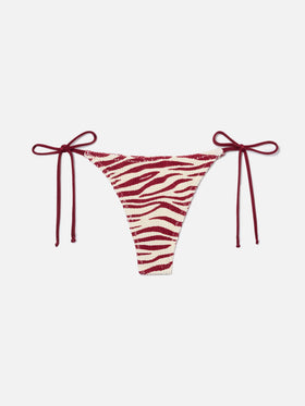 Braguita de bikini thong Norah en tejido crinkle con estampado de cebra 