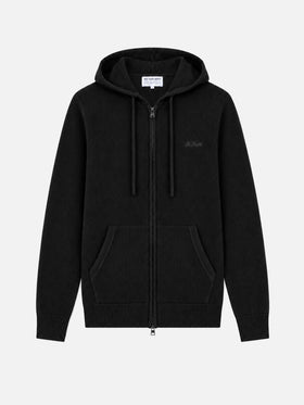 Kapuzenpullover aus Notting-Wolle in Schwarz in Uni-Optik 