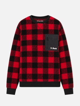 Sweat-shirt en polaire teddy Oak à imprimé à carreaux 
