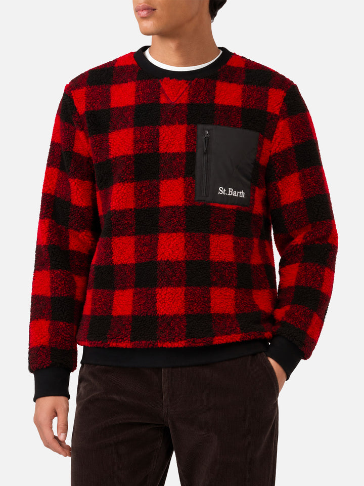 Oak sherpa sweatshirt with check print