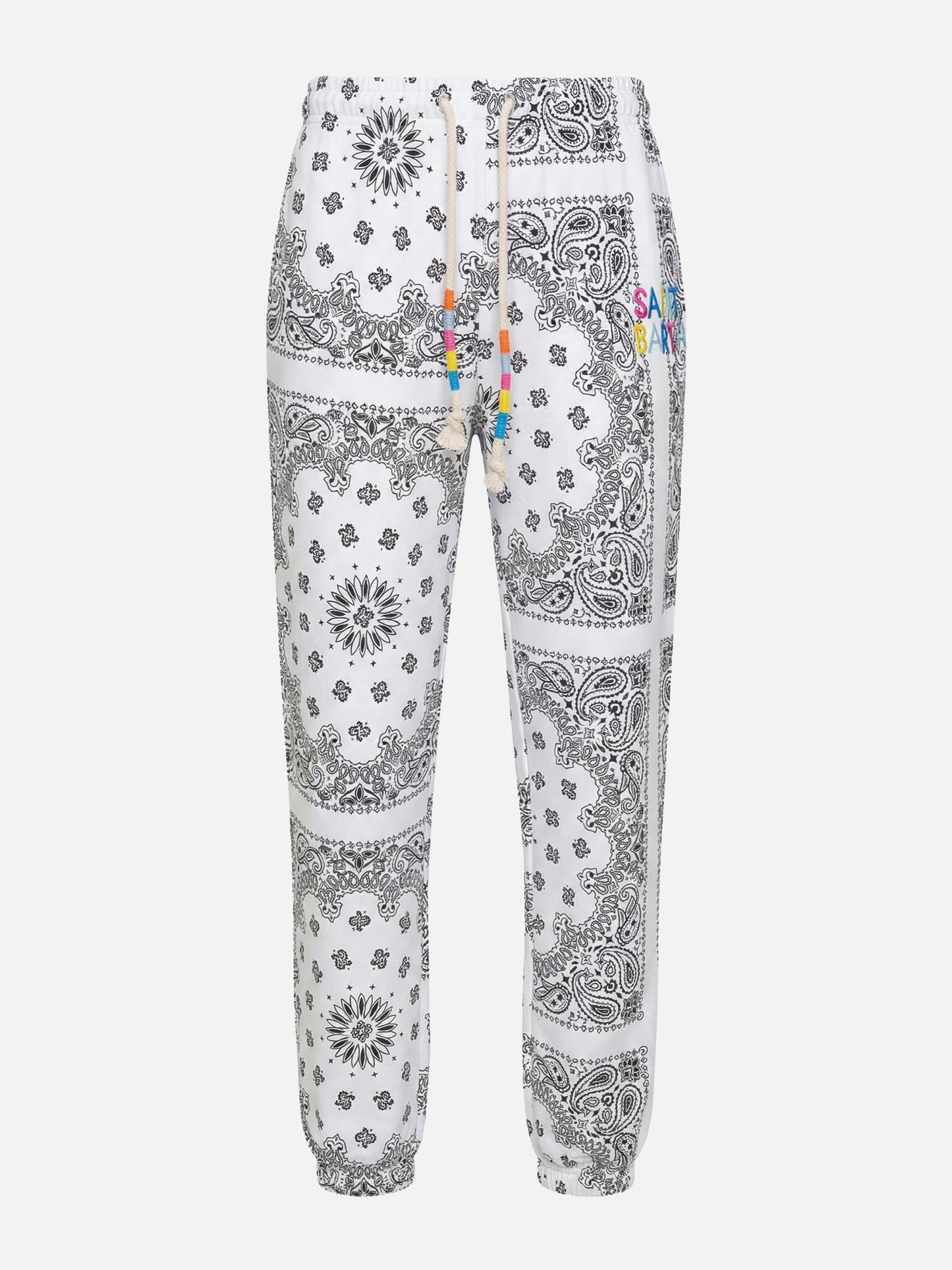 Cotton joggers with bandanna print