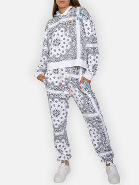 Cotton joggers with bandanna print