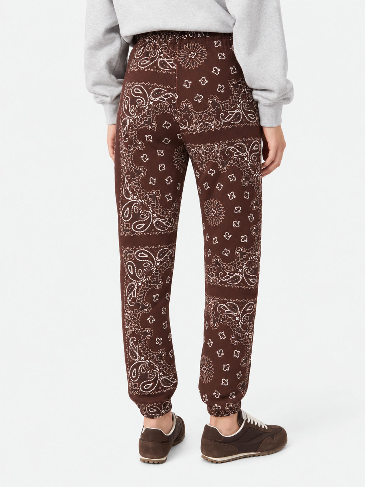 Pantalone da donna in felpa con stampa bandana marrone