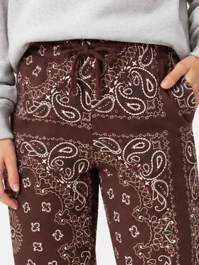 Pantalone da donna in felpa con stampa bandana marrone