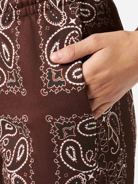 Pantalone da donna in felpa con stampa bandana marrone