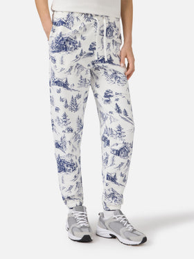 Baumwoll-Fleecehose Odalys mit Toile-de-Jouy-Print 