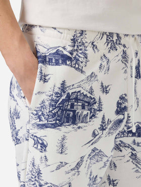 Baumwoll-Fleecehose Odalys mit Toile-de-Jouy-Print 