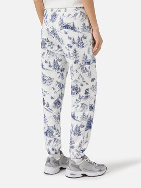 Baumwoll-Fleecehose Odalys mit Toile-de-Jouy-Print 