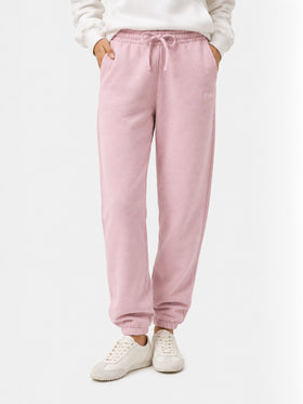 Pantaloni in maglia Odalys rosa con ricamo logo