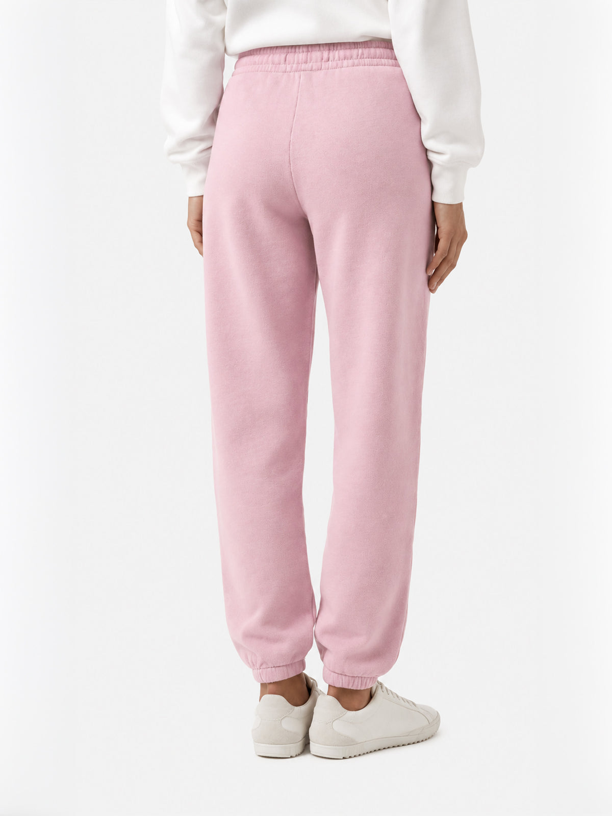Pantaloni in maglia Odalys rosa con ricamo logo