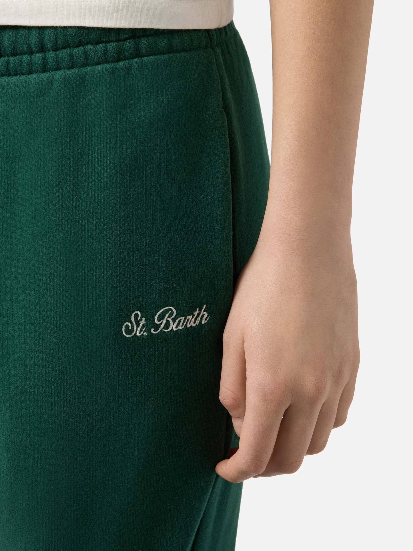 Woman British green cotton fleece jogger pants Odalys