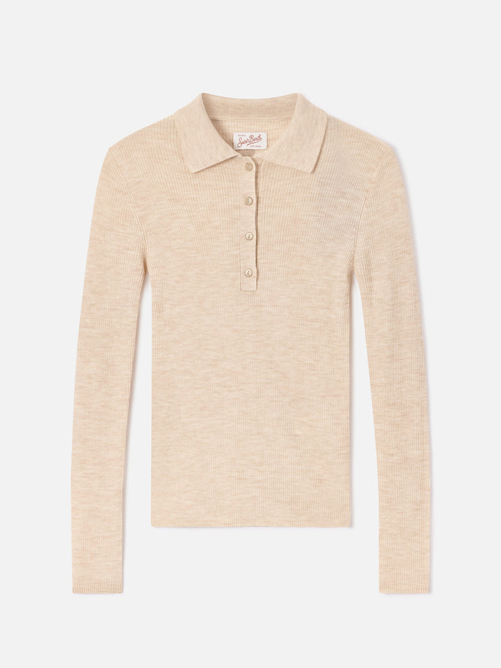 Pull en laine mérinos Grain Odell avec col polo 