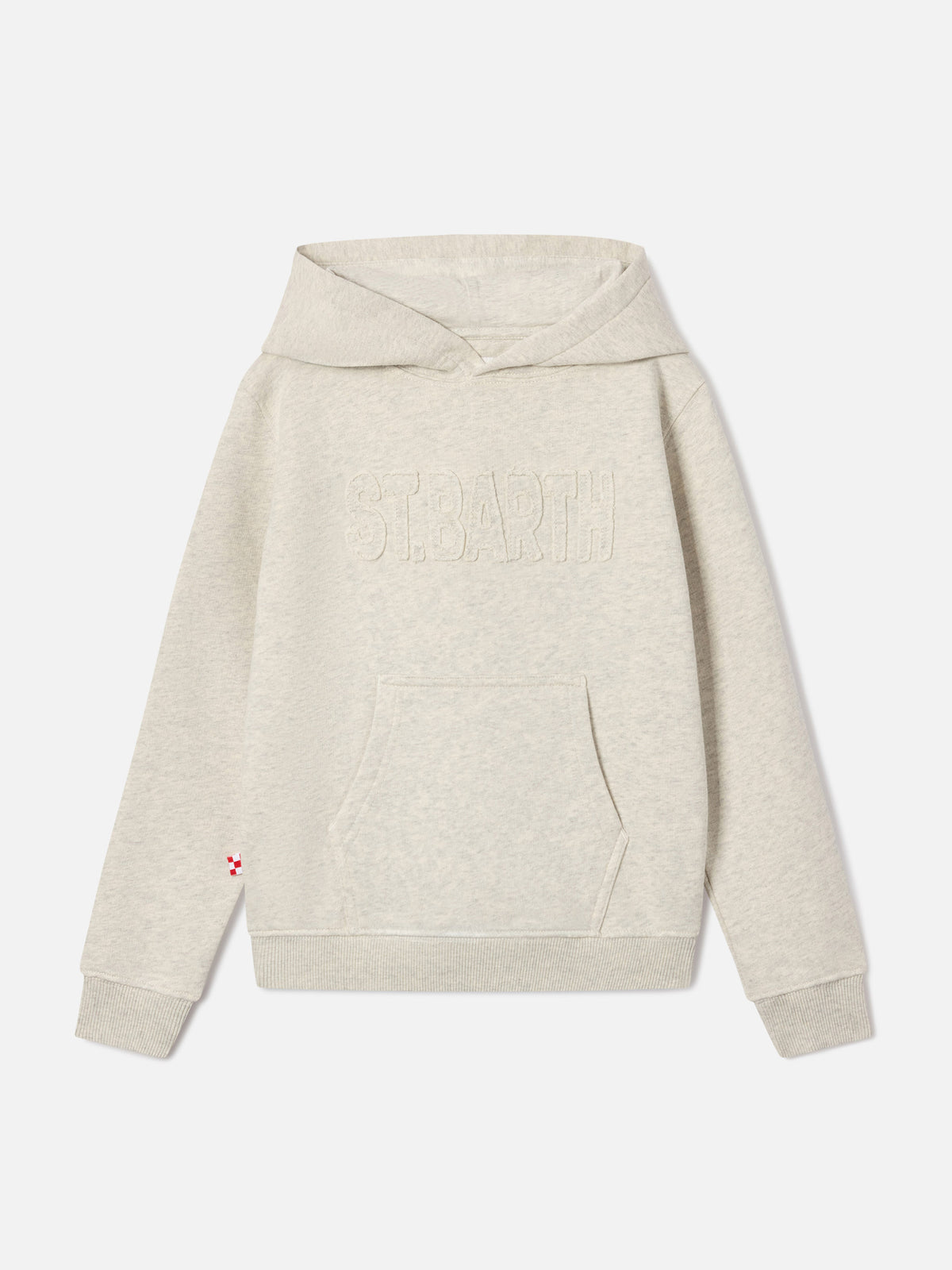 Sudadera con capucha Cream Oliver de mezcla de algodón con parche St. Barth 