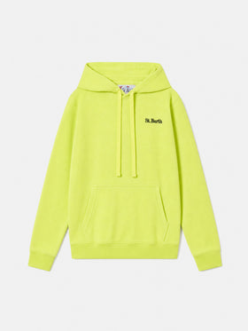 Felpa con cappuccio giallo fluo Oliver Pol con logo in spugna
