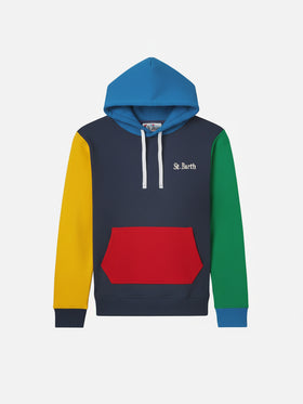 Cotton hooded sweatshirt Oliver with color blocks