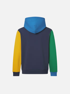 Cotton hooded sweatshirt Oliver with color blocks
