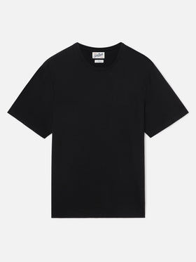 Camiseta Orson negra de crepé de algodón con bordado del logo 