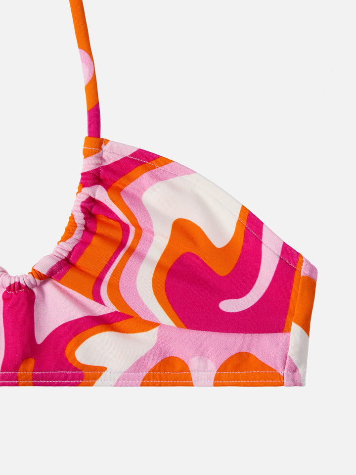 Top crop Page Jr con stampa liquid shape