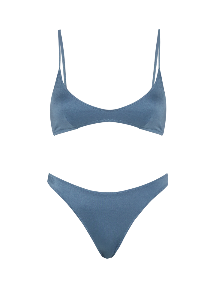 Paloma Lido shimmer avio blue bikini with scoop bralette top and classic briefs - MC2 Saint Barth