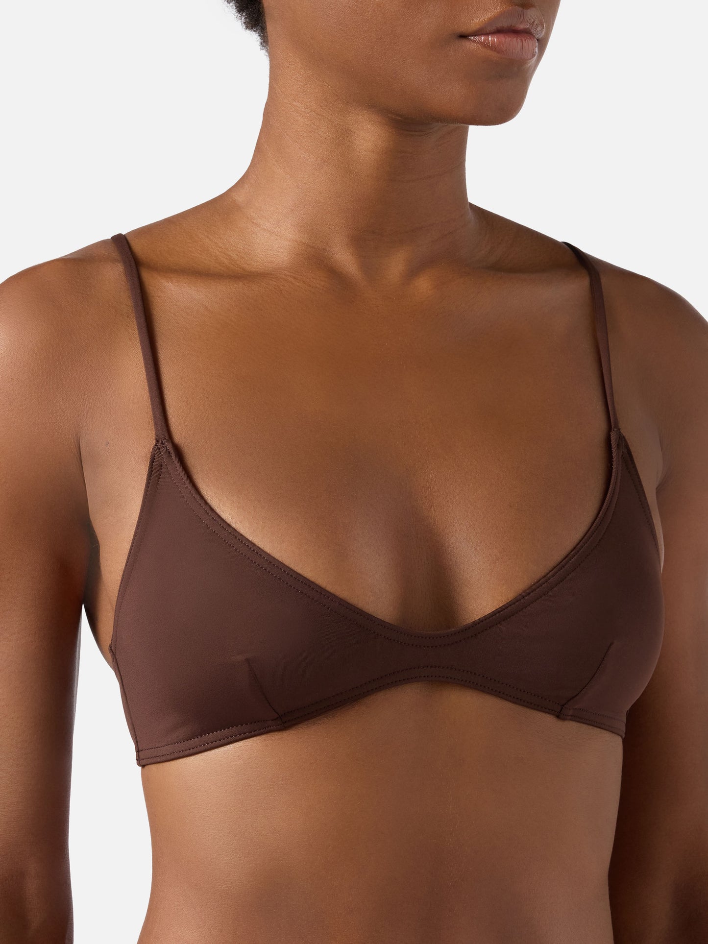 Bikini brassière Paloma Marielle marron foncé avec liens à nouer 