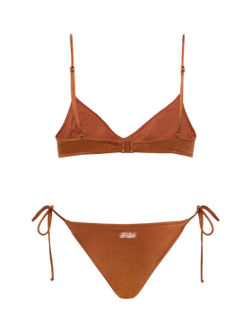 Scoop bralette brown bikini Paloma Marielle with rhinestone embellishment - MC2 Saint Barth